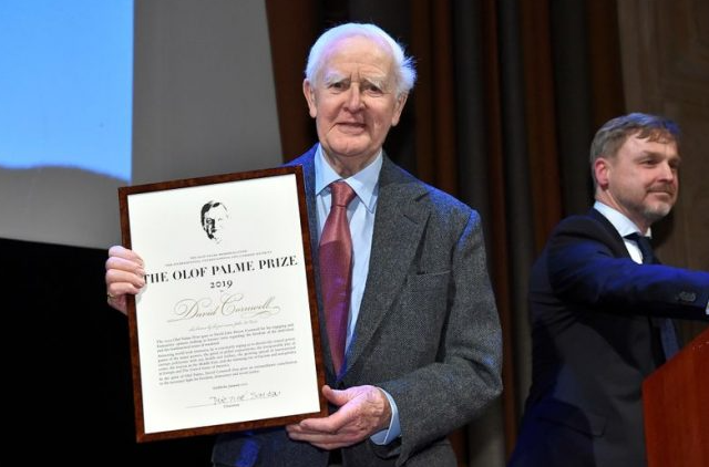 John le Carre with 2019 Olof Palme Prize