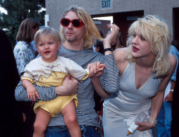 Kurt Cobain with his wife, Courtney Love and daughter Frances Bean