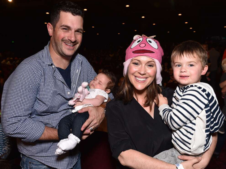 Alyssa Milano with her husband David Bugliari and their childrens