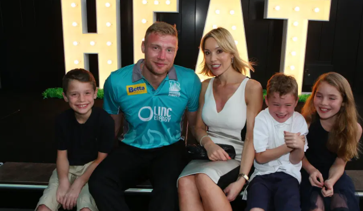 Andrew Flintoff with his wife, Rachael Wools and kids