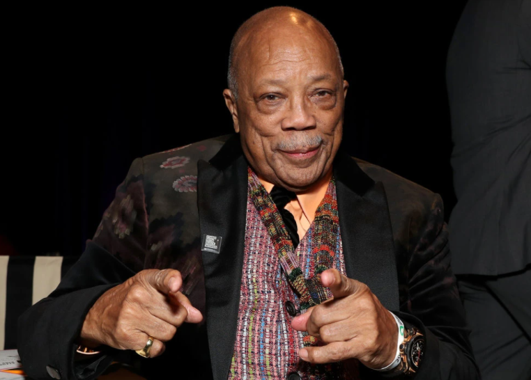 Quincy Jones, an American record producer, musician, songwriter, composer, arranger, and film and television producer