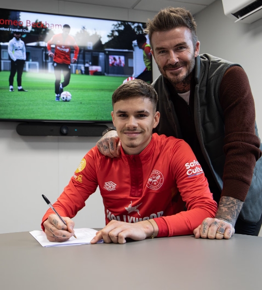 Romeo Beckham and his dad, David Beckham