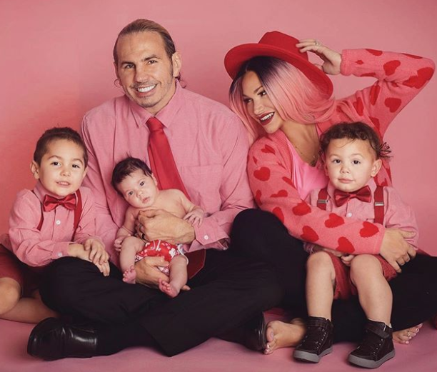 Matt Hardy with her wife, Rebecca and their children