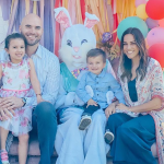 Jana Kramer with her husband, Mike Caussin and their two lovely kids during Easter Day