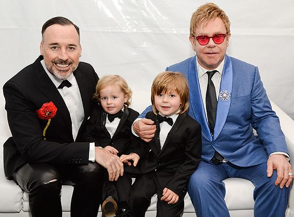 Elton John With His Boyfriend, David Furnish and Childrens