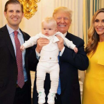 Lara Trump with her husband, Eric Trump, Donald Trump and their second child