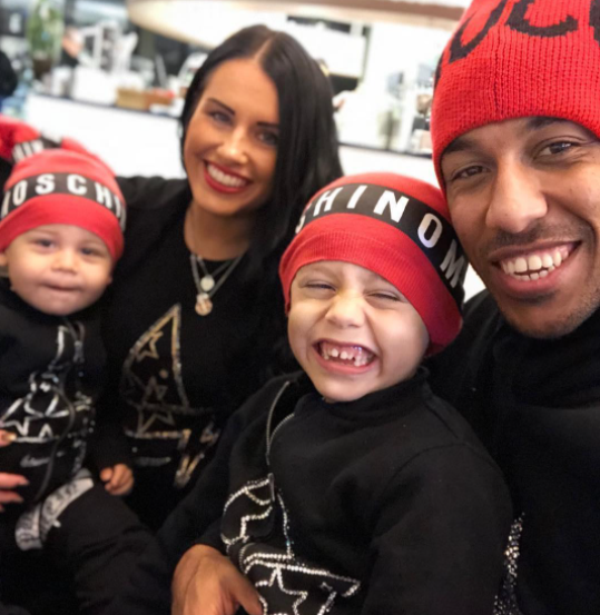 Pierre-Emerick Aubameyang with his girlfriend and their kids