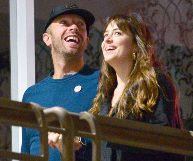 Dakota Johnson with her boyfriend Chris Martin