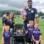 Joe Flacco with his wife, Dana and their children