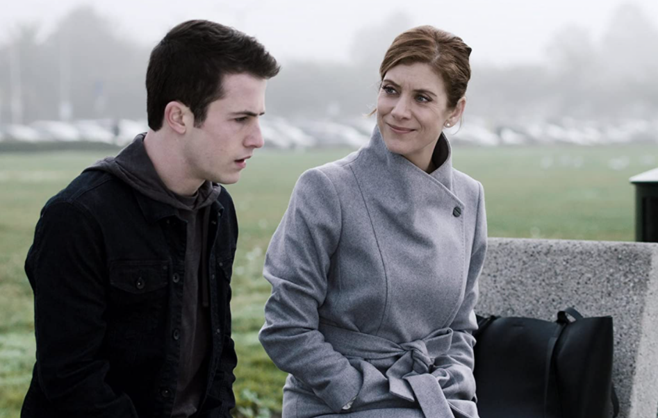 Kate Walsh (Right) in 13 Reasons Why with Dylan Minnette (Left)