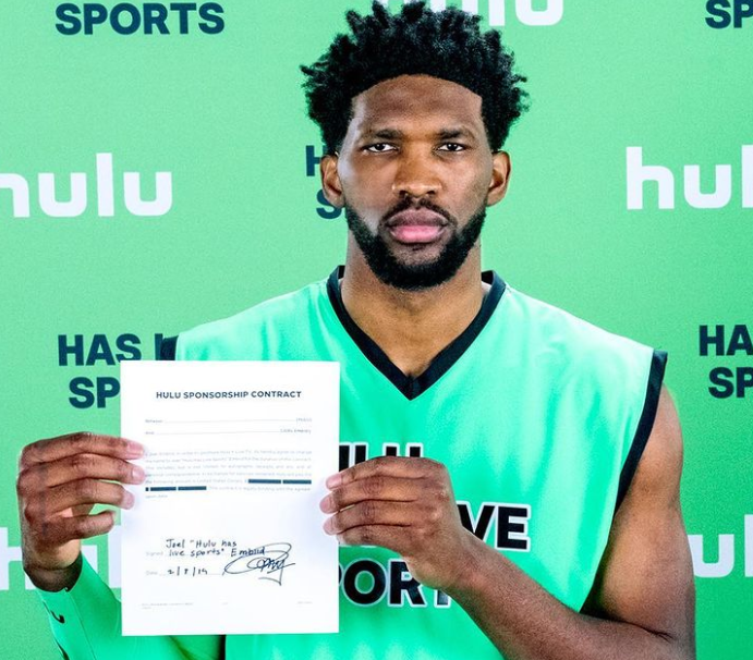 Joel Embiid with Hulu Sponsorship Contract