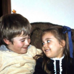Lee Westwood with his sister, Yolanda Battrum during childhood