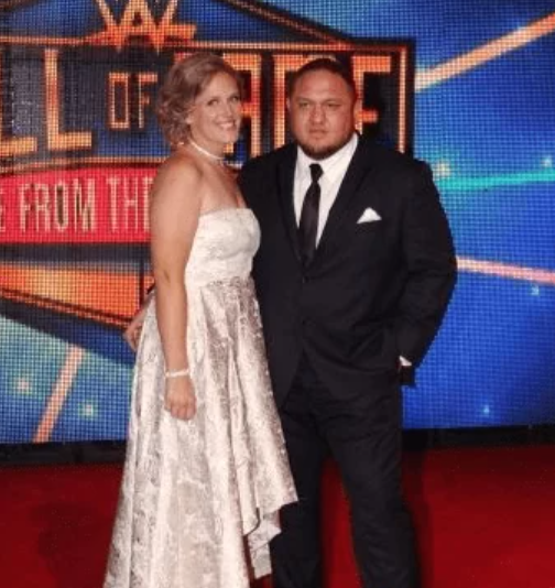 Samoa Joe with his wife, Jessica Seneo