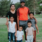 Tony Finau with his wife and childrens