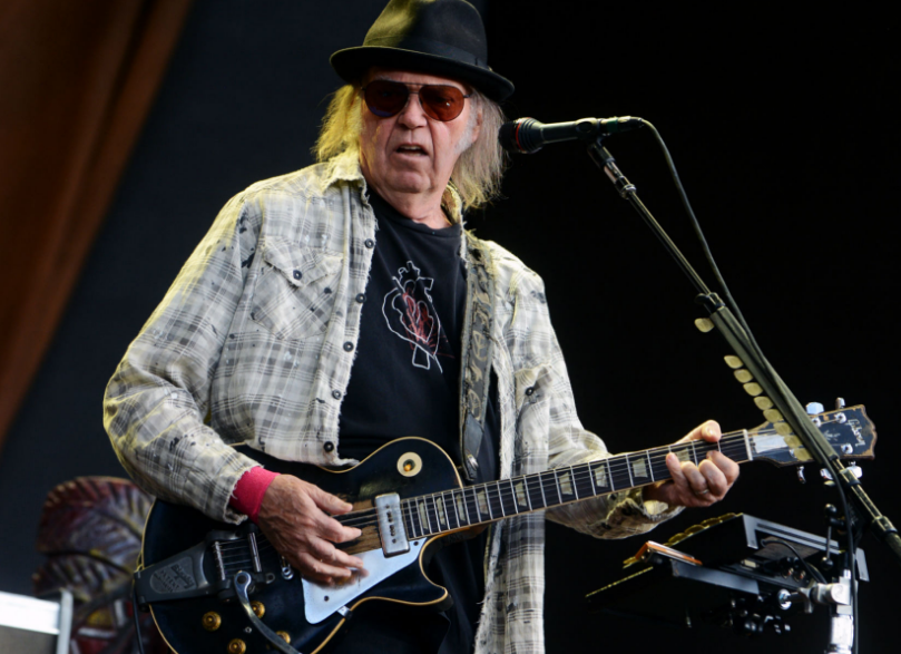 Neil Young Singing With Guitar