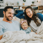 Kara Keough with her husband, Kyle Bosworth and their daughter, Decker Kate Bosworth