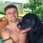Cody Stamann with his dog, Achilles
