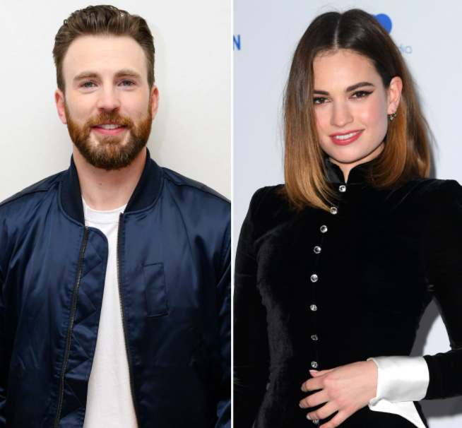 Lily James (right) and Chris Evans (Left) Are Dating Each Other