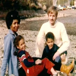 Thandie Newton's Childhood Picture with her mom, dad and brother