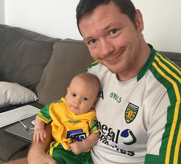 Joe Duffy with baby