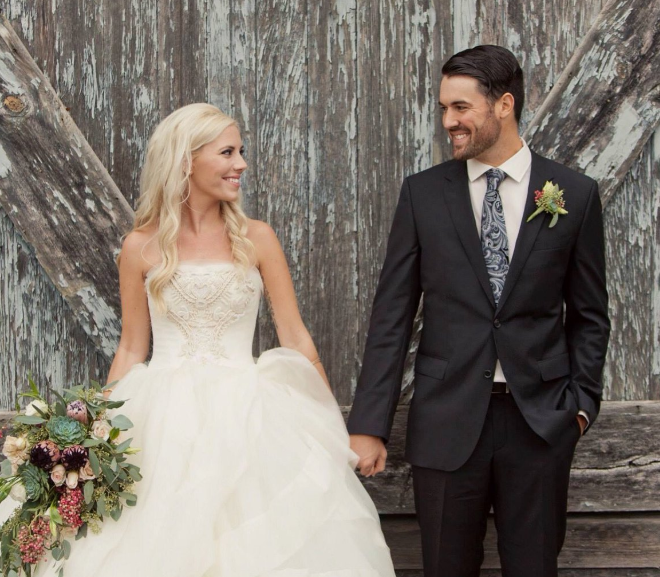 Robbie Ray with his wife Taylor Pasma in their wedding