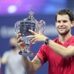 Dominic Thiem lifting the US Open trophy