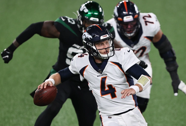 Brett Rypien of the Denver Broncos against the New York Jets