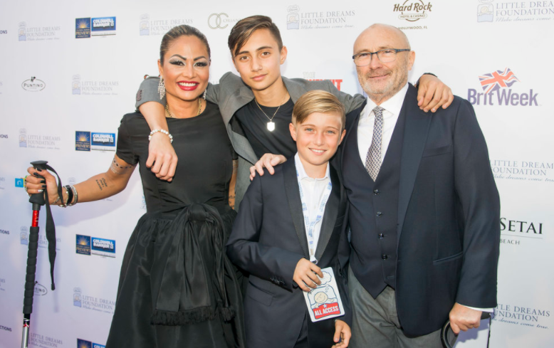 Orianne & Phil Collins with sons, Nicholas and Matthew