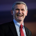 Andrew Wilkinson celebrates after being elected leader of the British Columbia Liberal Party in Vancouver, B.C