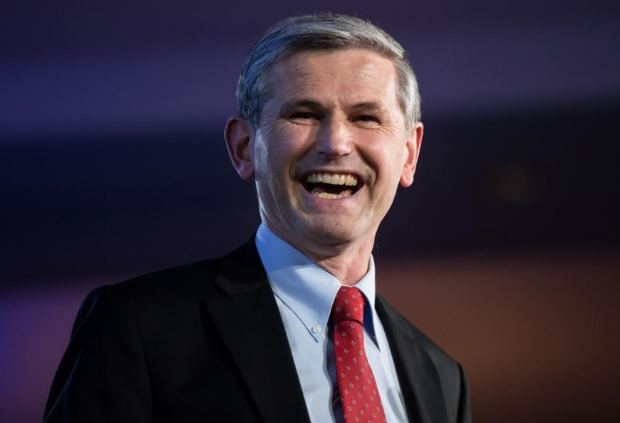 Andrew Wilkinson celebrates after being elected leader of the British Columbia Liberal Party in Vancouver, B.C