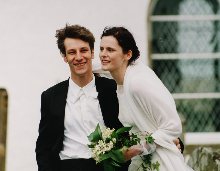 Stella Tennant with her husband, David Lasnet