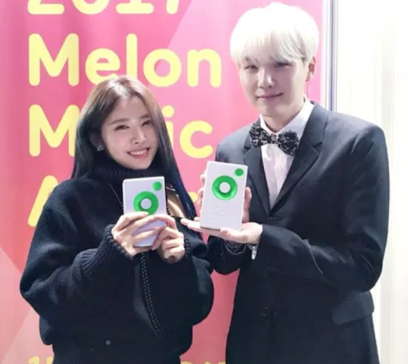 Suga and his rumored girlfriend, Suran