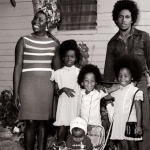 Rita Marley and her husband, Bob Marley with their kids
