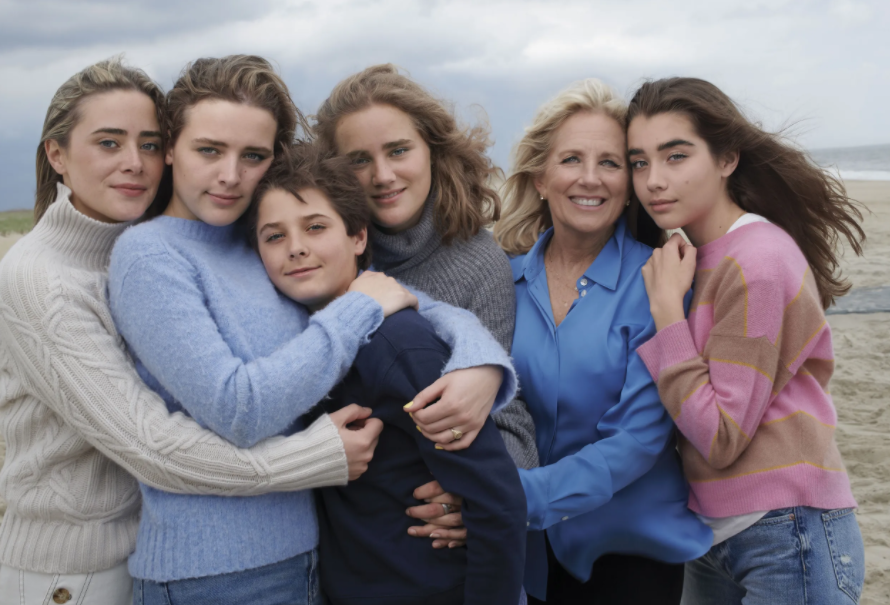 Natalie with her grandmother, and her siblings, Naomi, Finnegan, Hunter, Maisy