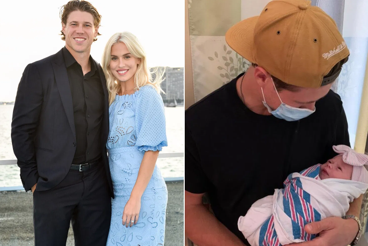Matt Martin with his wife, Sydney Esiason (Left) and Matt with his daughter, Windsor Grace (Right)