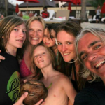 Jo Whiley and her husband, Steve Morton with their kids
