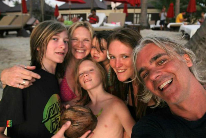 Jo Whiley and her husband, Steve Morton with their kids