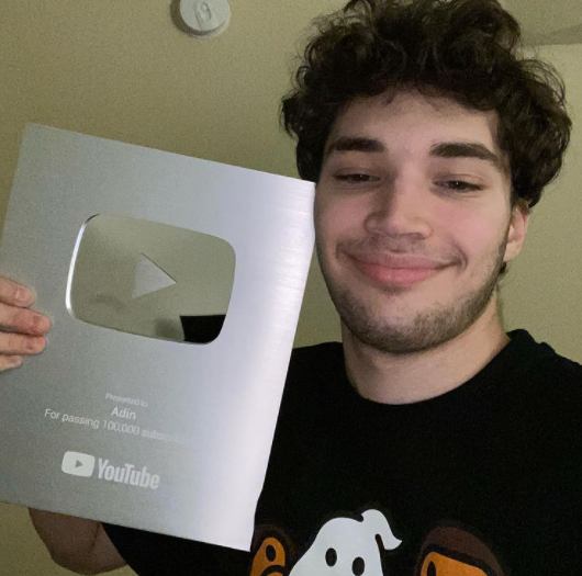 Adin Ross with YouTube Silver Play Button