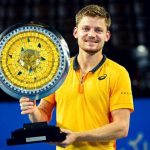 David Goffin Lifting the trophy in Montpellier