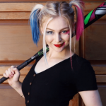 Kris Collins in the costume of Harley Quinn of Suicide Squad