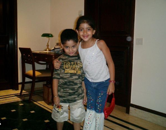 Navya Naveli Nanda with her brother, Agastya during childhood