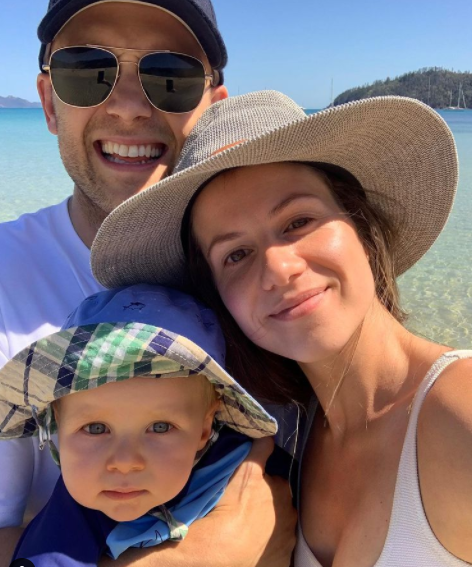 Gary Ablett Jr. with his wife, Papalia and their son at Turtle Bay