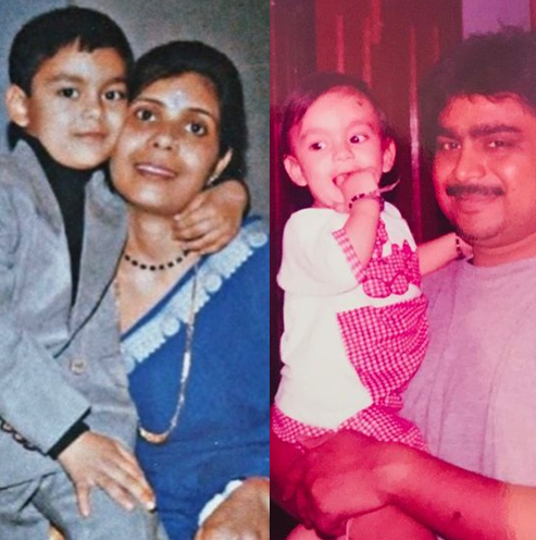 Childhoold Picture of Ishan Kishan with his mom and dad