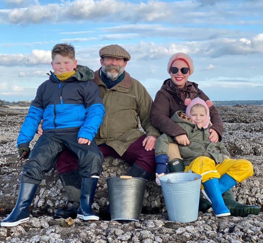 Dick Strawbridge with his wife, Angela Newman and their kids