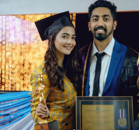 Pooja Hegde with her brother, Rishabh Hegde