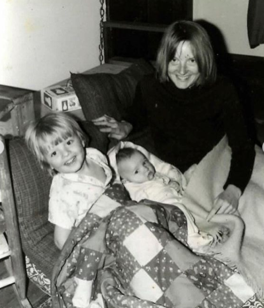 Misha Collins childhood picture with his mother, Rebecca Tippens and his sibling