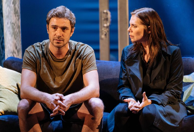 Oliver Farnworth and Samantha Womack in 'The Girl on the Train' which played at The Lowry Theatre in 2019