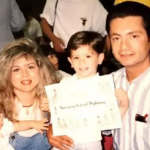 Victoria Caputo with her parents and her brother during her childhood