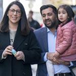 Humza Yousaf with his wife, Nadia El-Nakla and their daughter