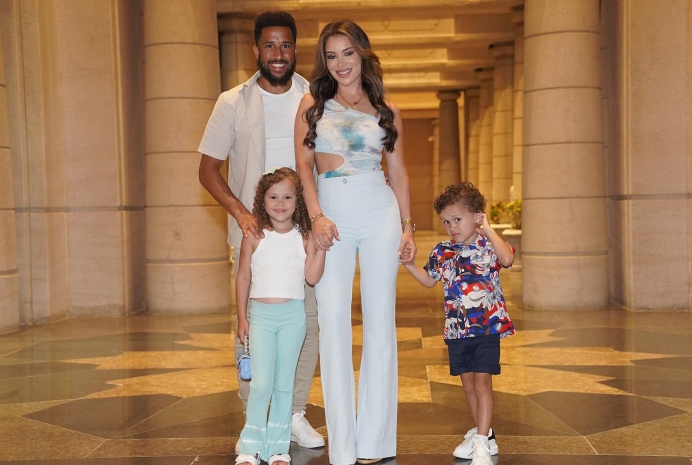Andros Townsend with his girlfriend, Hazel and their two children